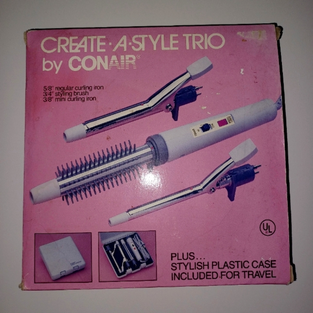 Conair Vintage Create A Style Trio Curling Iron Wand New